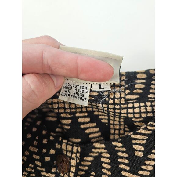 Chicos large coatigan heavy twill cotton button front brown black Aztec EUC L - Picture 4 of 8